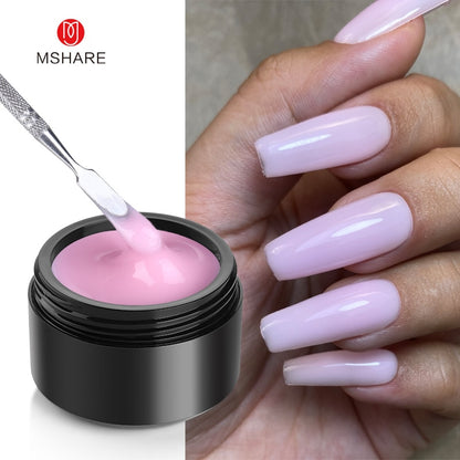 MSHARE Milky White Builder Nail Extension Gel in A Bottle 10ml Self leveling Nails Quick Building Clear Pink UV Led Gel