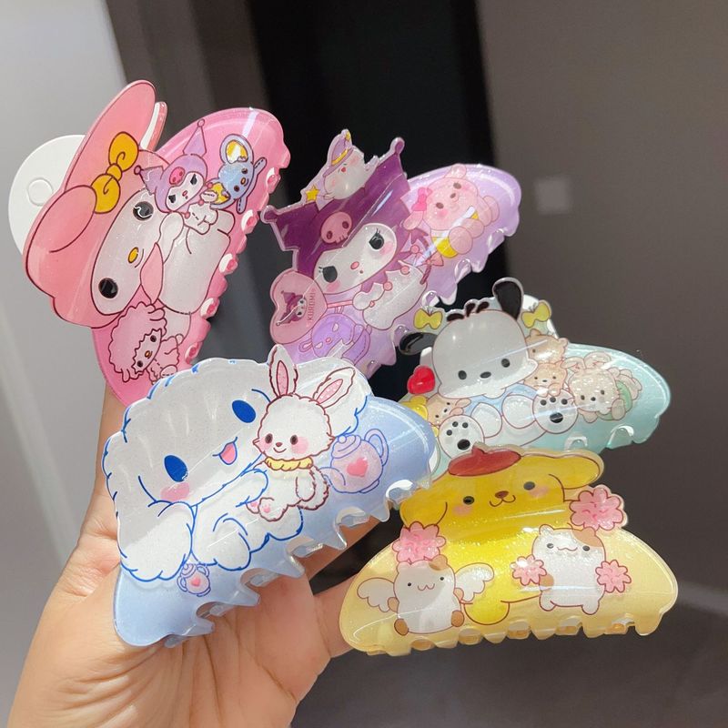 12pcs Kawaii Sanrio Cinnamoroll My Melody Cartoon Acrylic Hair Claw Clips Hair Grab Clip Shark Clip Hair Accessories Girls Gifts