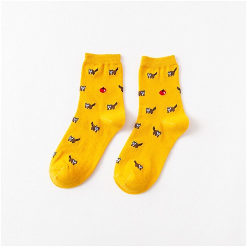 Cartoon Animal Cat Print Cute Women's Socks Japanese Style Kawaii Long Socks Casual Harajuku Streetwear Cotton Soft Crew Socks