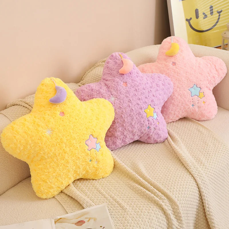 Stars & Moon Plush Toys Sky Pillow Plushies Cloud Stuffed Animals Pillow Pink White Yellow Purple Blue Living Room Chair Sofa Home Decor Cushion Gift