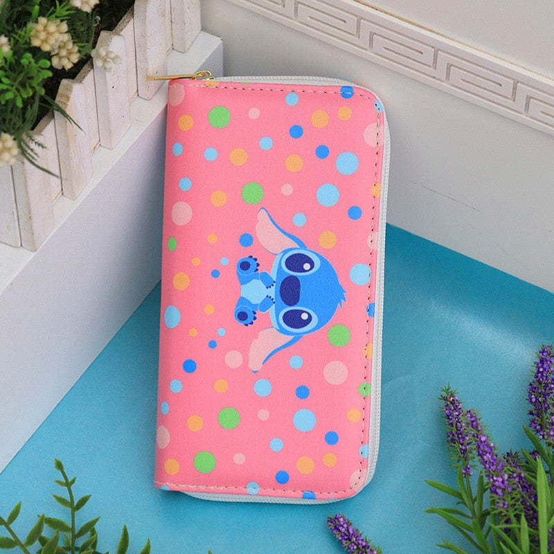 New Disney Women Wallet Stitch Cartoons Long PU Coin Purse Bag for Phone Card Holder Cute Printing Fashion Money Clip Clutch Bag