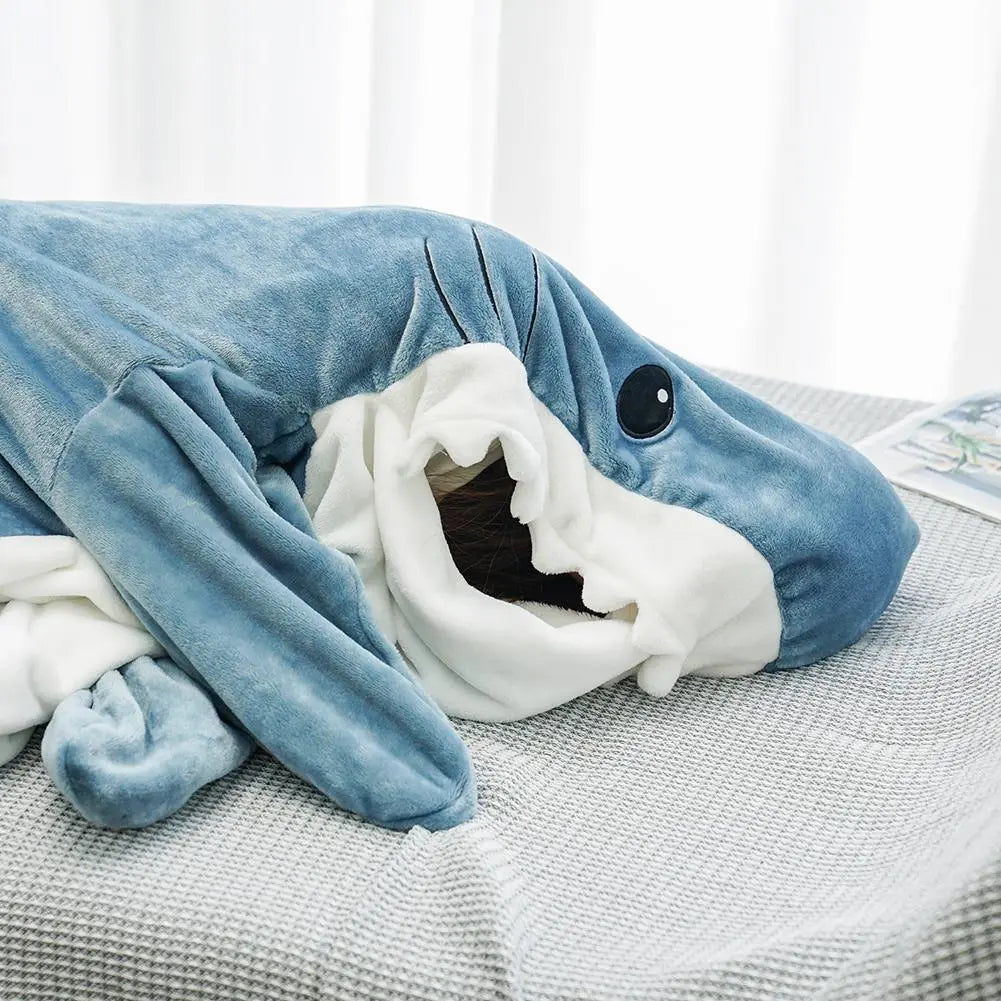 Cartoon Shark Sleeping Bag Pajamas Office Nap Shark Blanket Karakal High Quality Fabric Mermaid Shawl Blanket For Children Adult