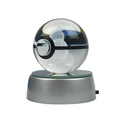 Pokémon Crystal Poké Ball: Pikachu Charizard Eevee Mew Mewtwo Bulbasaur Squirtle Jolteon Charmander Snorlax Dragonite LED Night Light Base Display Model Gift