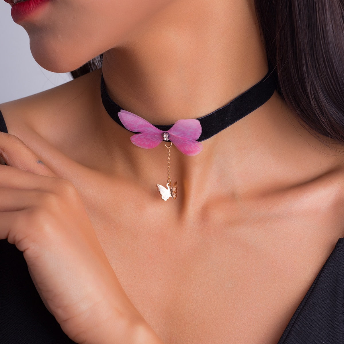 Fashion Black Velvet Chokers Necklaces Punk Style Statement Crystal Love Hearts Necklace For Women Party Jewelry