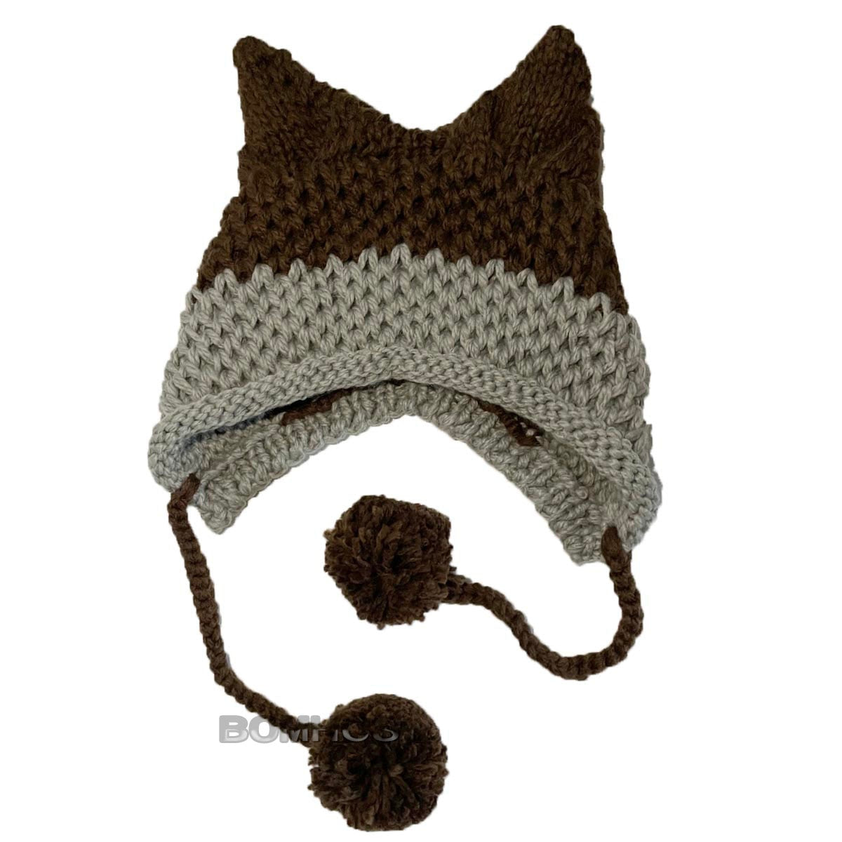 BomHCS Cute Fox Ears Beanie Winter Warm 100% Handmade Knit Hat