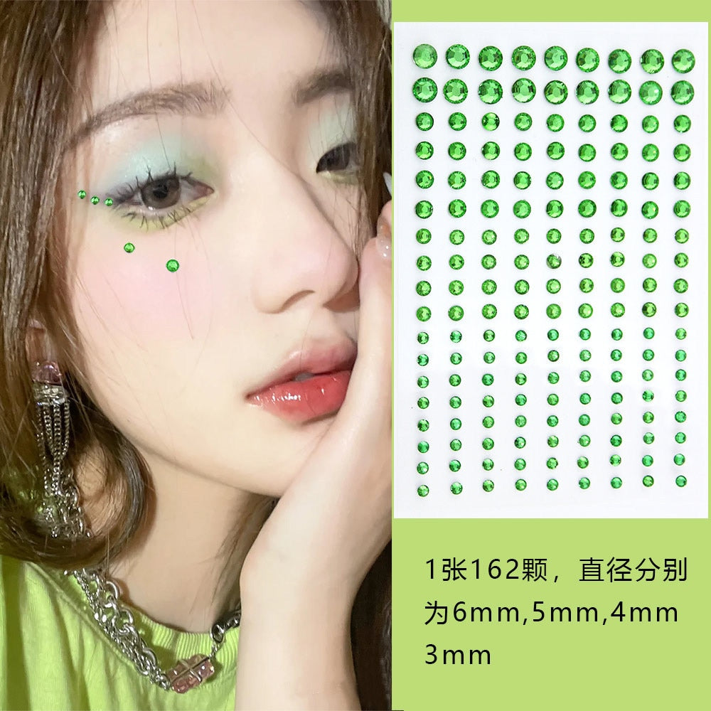 Disposable Tattoo Stickers 3D Face Jewelry Crystal Diamond DIY Eyes Face Body Rhinestones Waterproof Makeup Art Party Decoration