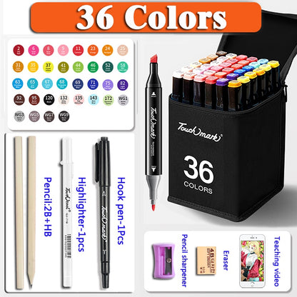 Vibrant Colors 168pcs Marker Set Double Ended Pens for Artists - Manga Drawing School Art Supplies