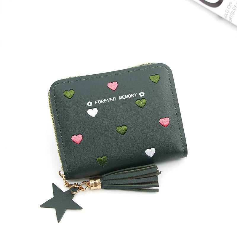 1PC Women Small Wallet Ladies Mini Tassel Wallet Cute Girl Short Zipper Lovely Pu Leather Coin Purse Female Hand Wallet Purse