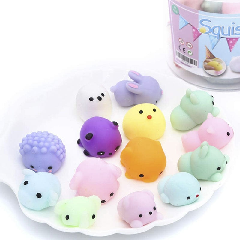 10PCs Squishy Toy Cute Animal Stress Ball Mochi Toy Stress Relief Toys Fun Gifts with Stress Relief Toys Squeeze Toys