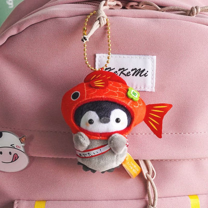 Kawaii Plush Keychain Bag Charm Cartoon Cute Mini Penguin Stuffed Animal Plushies Soft Doll Car Trinket Key Chain Women Girls Keyring Kids Birthday Gifts