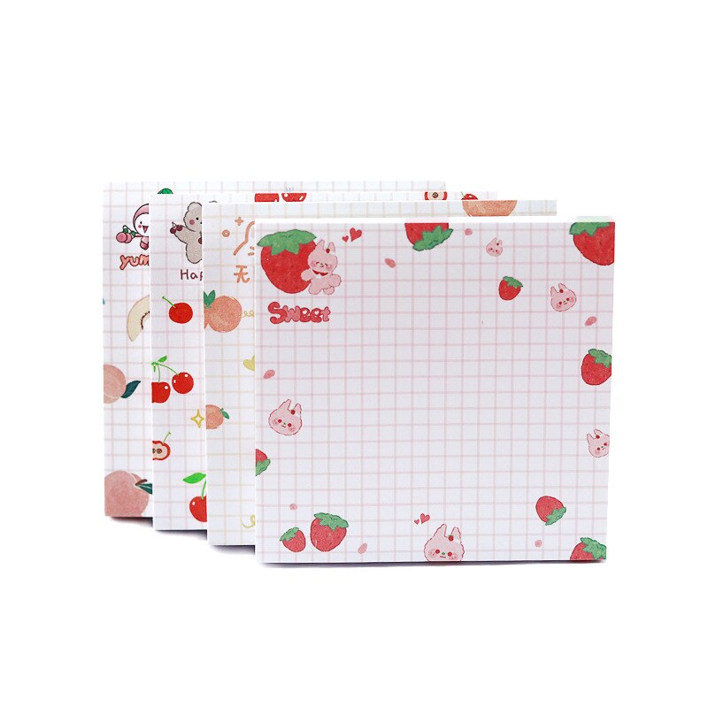 80 pages/pack Kawaii Animals And Fruits Sticky Notes Memo Pad To Do List Cute Journaling Supplies Planner Sticker Deco
