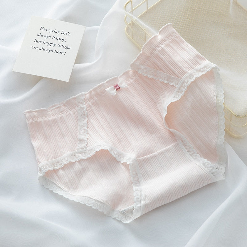 WONTIVE 1pc 3pcs set Cute Panties with Bow Knot Womens Cotton Panties Pink Lolita Japanese Panty Underwear For Women Girl Briefs