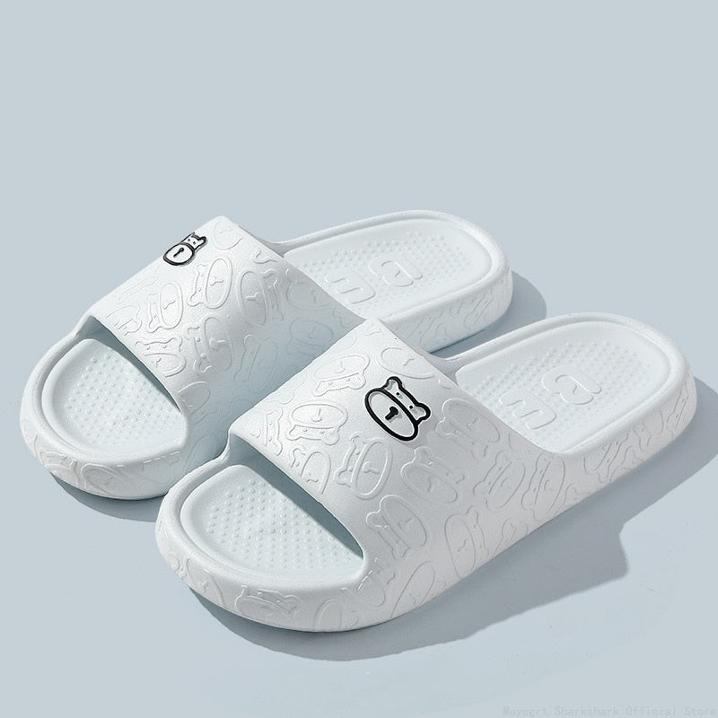 Cute Cat Print Women Slippers Home Indoor Slides Men Women Flat Slippers Cartoon Non-Slip Outdoor Beach Slides Shoes Shower