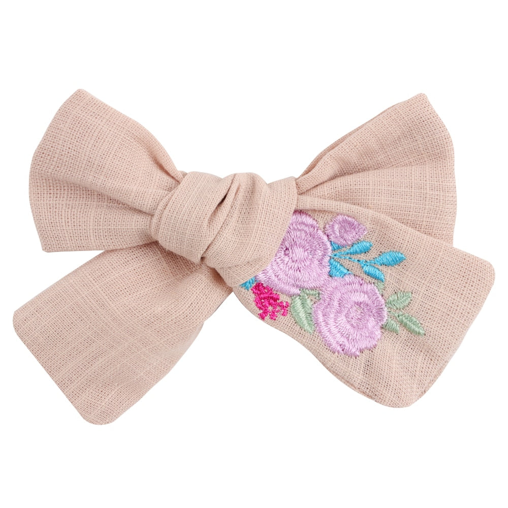 Fashion Embroidery Bows Hair Clips Solid Hairpins For Girls Handmade Ribbon Barrettes Kids Butterfly Hair Pin Korean Headwear