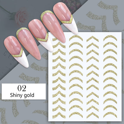 Harunouta Simple Flowers 3D Nail Stickers Gold Heart French Tip Lines Leopard Print Design Adhesive Sliders Manicure Nail Decals