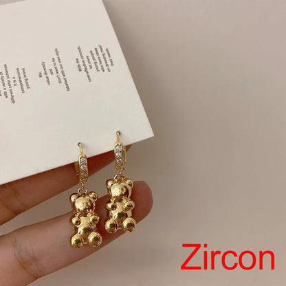 Cute Acrylic Candy Gummy Bear Dangle Earrings for Women Rainbow Bear CZ Hoop Earrings Korean Fashion Sweet Girl Jewelry