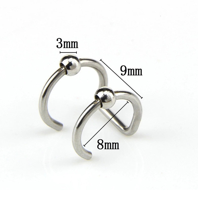 1pcs Women Lips Rings Medical Titanium Steel Fake Nose Ring Septum Piercing Clip on Mouth Ring Fake Piercing Body Clip Hoop