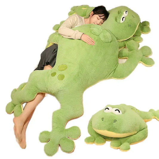 GIANT Frog Stuffed Animal Plush 130cm Big Eyes Green Large Plushies Cute Kawaii Toad Throw Pillow Cushion Home Decor Kids Birthday Gift for Boys