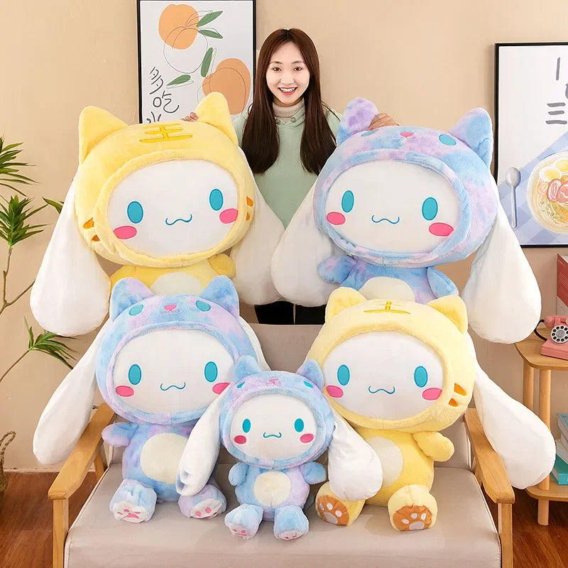 GIANT Sanrio Plush Set Kawaii Cinnamoroll Stuffed Animal Toys Yellow & Blue Puppy Dog Pillow Comfort Bed Sofa Big Large Soft Dolls Kids Birthday Gift