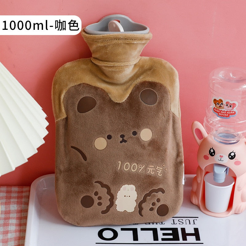 Cute Hot Water Bottle Bag for Girls Plush Shoulder Hand Warmer Heat Pack Warm Belly Instant Hot Pack Winter Water Heating Pad