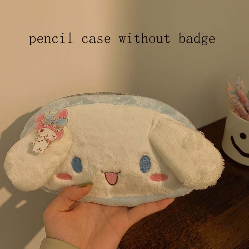 Kawaii Anime Sanrio Kuromi Large Pencil Case Plush Bag Toys Makeup Girl Children's Stationery