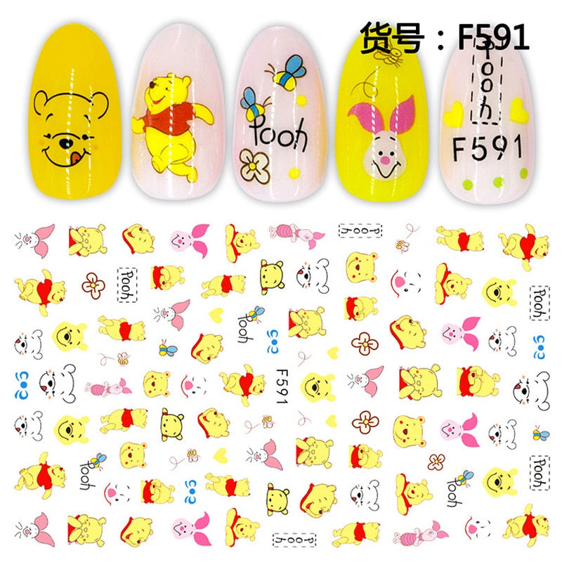 Cute Anime Character Series Nail Stickers Nail Art Supplies Disney Mickey Stitch Donald Duck 3D Stickers Nail Art Decorations