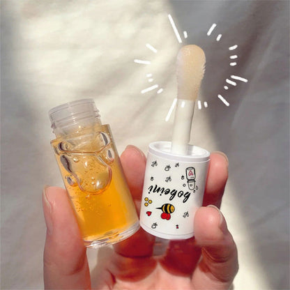 Peach Milk Honey Lip Oil Relieves Dry Moisturizing Lip Gloss Fades Lip Lines Water Light Lips Big Brush Head Korean Cute Makeup