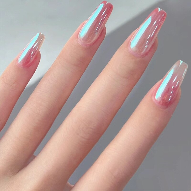 24Pcs Ballerina False Nails with Glue Short Nail Beauty Tools Press on Fake Nails Full Cover Artificial Nails Tips Manicure