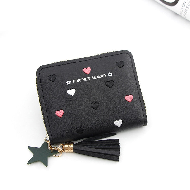 1PC Women Small Wallet Ladies Mini Tassel Wallet Cute Girl Short Zipper Lovely Pu Leather Coin Purse Female Hand Wallet Purse