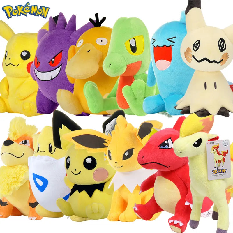 POKEMON Original Plush Toy Gengar Mimikyu Pikachu Charizard Genuine Kawaii Plush Doll Soft Cute Cartoon Piplup Toy for Kids Gift