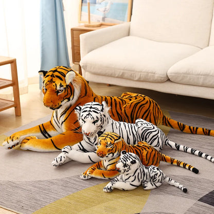 Kawaii 50-110CM Giant Life Size Tiger Plush Toy Soft Wild Animal Realistic White Brown Tiger Jaguar Doll Child Kid Birthday Gift