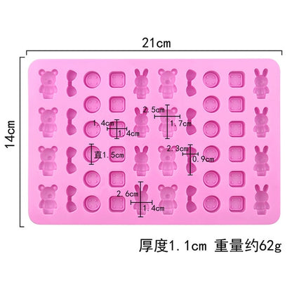 Gummy Bear Mold Silicone Chocolate Mold with Dropper DIY Dinosaur/Bear/Heart and Mini Donuts Valentine's Day Party Baking Mold