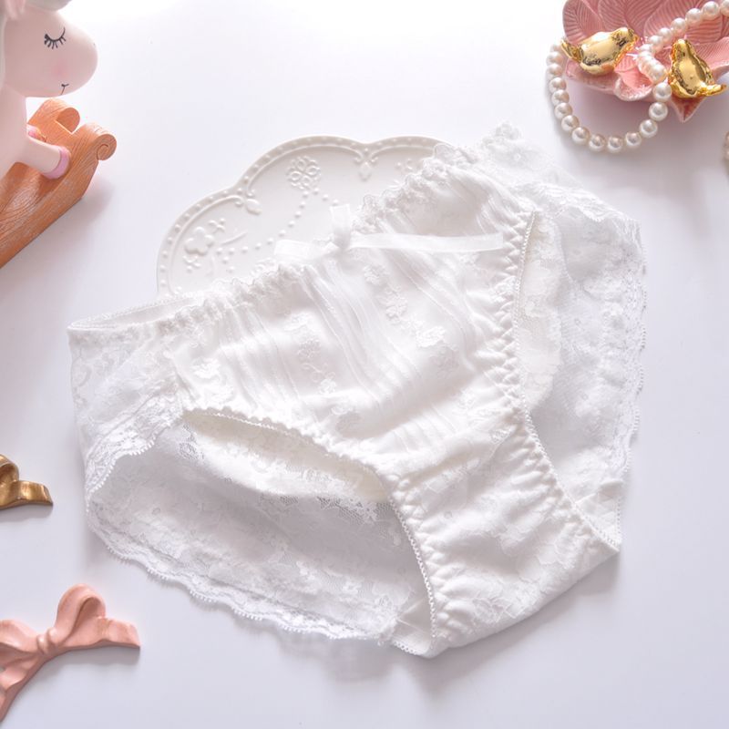 Cotton Ruffle Cute Lovely Sweety Girl Panties Bow Japanese Princess Style High Elasticity Breathable Women Underwear Breifs