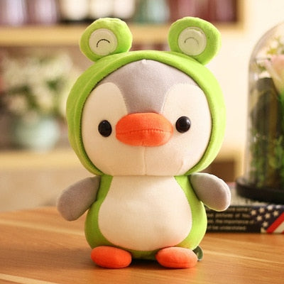 Kawaii Plush Toy Penguin Turn To Dinosaur Frog Unicorn Bee Stuffed Doll Cartoon Animal Birthday Christmas Gift for Kids Children