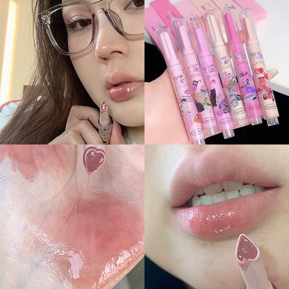 Jelly Mirror Lipstick Lip Gloss Non-stick Cup Mirror Lip Tint Heart-shaped Lipstick Moisturizing Lipgloss Long-lasting Lipstick