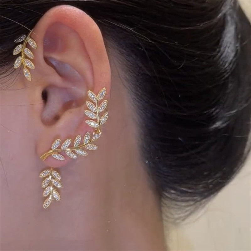 Korean Elf Butterfly Ear Cuff Without Piercing Clip Earrings for Women Elegant Sparkling Zircon Crystal Ear Clip Wedding Jewelry