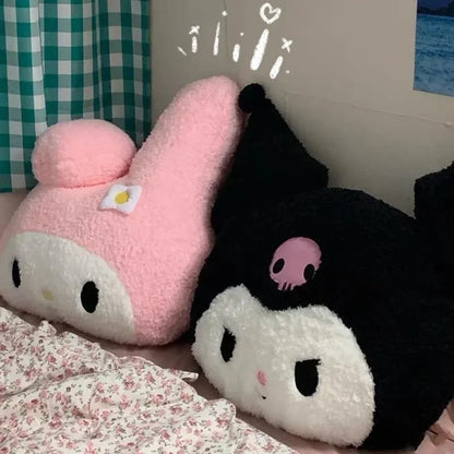 Giant Sanrio Plush Kawaii Stuffed Doll My Melody Black Purple Kuromi Cartoon Sofa Bed Soft Pillow Toys For Kids Girl Xmas Gifts