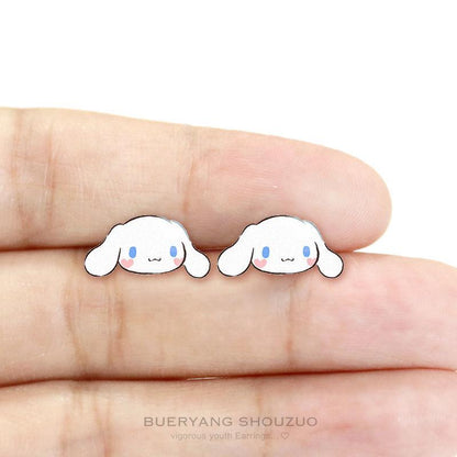 Kawaii Cinnamoroll Sanrio Ear Stud Cute Beauty Plastic Stud Earrings Trendy Fashion Jewelry Earrings Girls Gift