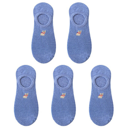 5 pairs of 10 pieces Spring fashion socks Women cartoon animal embroidery cotton Women's socks Casual sports funny ankle socks