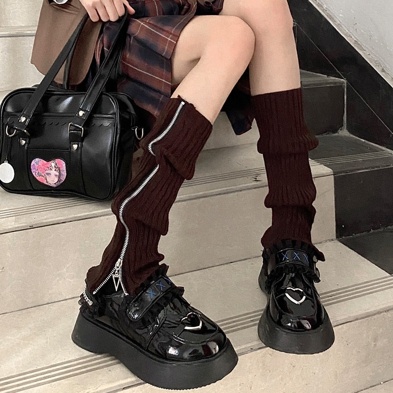 Gothic Women's Striped Leg Warmers Lolita Long Socks Knitted Leggings Japanese Sweets Winter Socks Kawaii Arm Ankle Warmers
