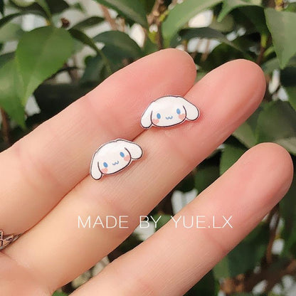 Kawaii Cinnamoroll Sanrio Ear Stud Cute Beauty Plastic Stud Earrings Trendy Fashion Jewelry Earrings Girls Gift