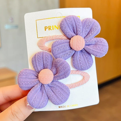 【2-Piece Set】Children's Cute Fabric Flower Pair Clip Hair Accessories Girl Hairpin Temperament Clip Baby Headdress Wholesale