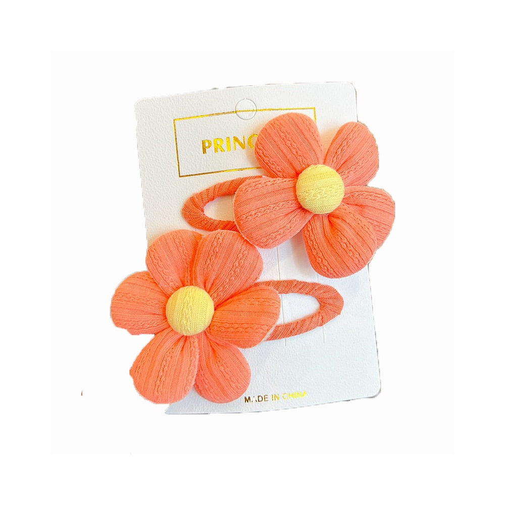【2-Piece Set】Children's Cute Fabric Flower Pair Clip Hair Accessories Girl Hairpin Temperament Clip Baby Headdress Wholesale