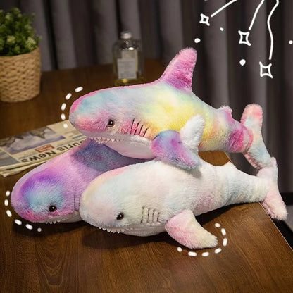 7 Colors 15-140cm Giant Colorful Shark Plush Toy Soft Stuffed Real Life Animal Pillow Cushion Doll Toys for Boys Girls Gift