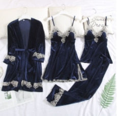 JULY'S SONG Pink 7 Pieces Women's Pajamas Sets Faux Silk Striped Pyjama Women's Pajamas Sleepwear Sets Spring Summer Homewear