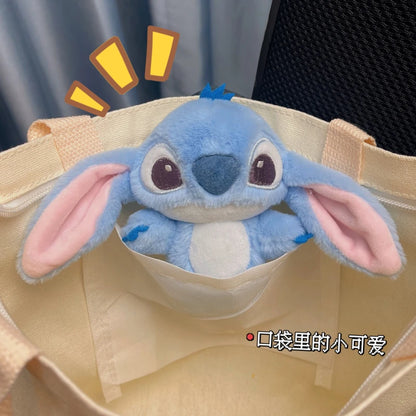 Disney 12cm Stitch and Angel Doll Bag Pendant Cartoon Anime Lilo & Stitch Plushies Keychains Birthday Gifts For Girl Child