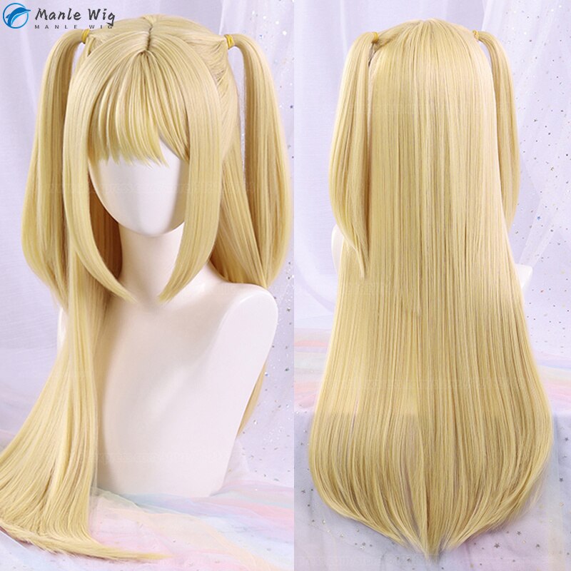 Anime Death Note MisaMisa Cosplay Wig Long Yellow Double Tail Misa Amane Heat Resistant Hair Woman Party Wigs + Free Wig Cap