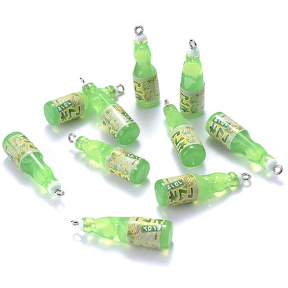 10Pcs Plastic Pop Cola Soda Drinks Beverages Charms Juice Alcohol Lemonade Bottle Resin Pendants for Jewelry Making Mini Crafts