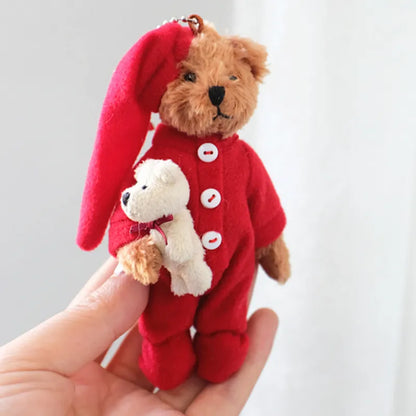 INS Super Cute Mini Teddy Bear Soft Plush Toy Bag Pendant Stuffed Cartoon Animal Key Accessories Doll Home Decor Kid Gift