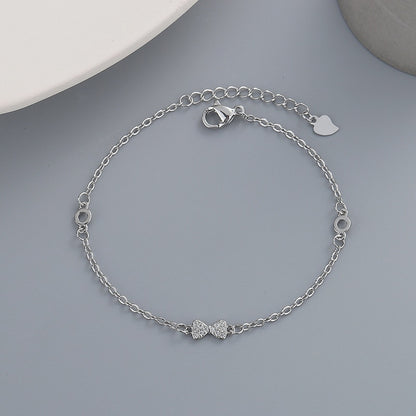 VENTFILLE 925 Sterling Silver Diamond-Studded Butterfly Bracelet Women's Fashion Temperament Flower Adjustable Bracelet
